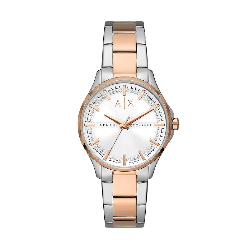 Armani Exchange Lady Hampton Quartz White Dial Two-Tone Ladies Watch AX5258