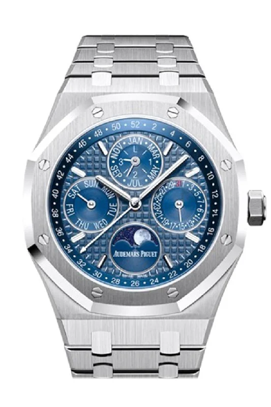 Audemars Piguet Royal Oak 41mm Blue Dial white gold applied hourmarkers Stainless steel Men's Watch 26574ST.OO.1220ST.02 DCM