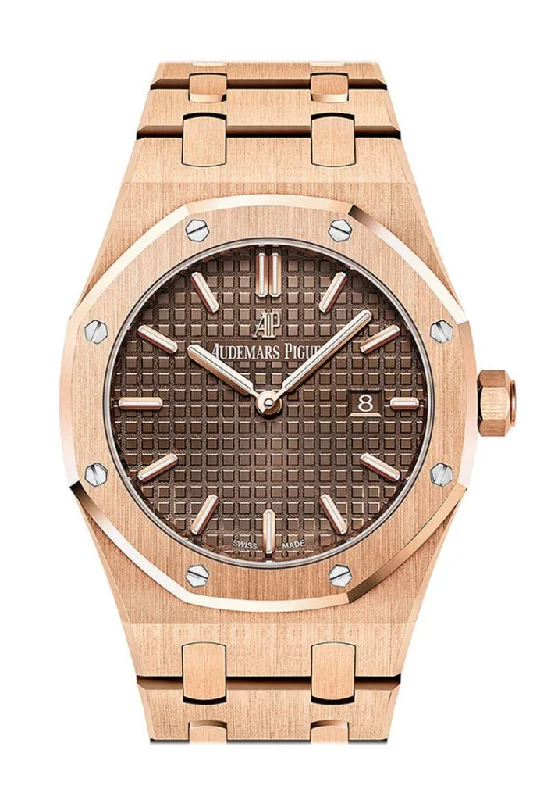 AUDEMARS PIGUET Royal Oak 33 Brown Dial Ladies 18kt Pink Gold Watch 67650OR.OO.1261OR.01