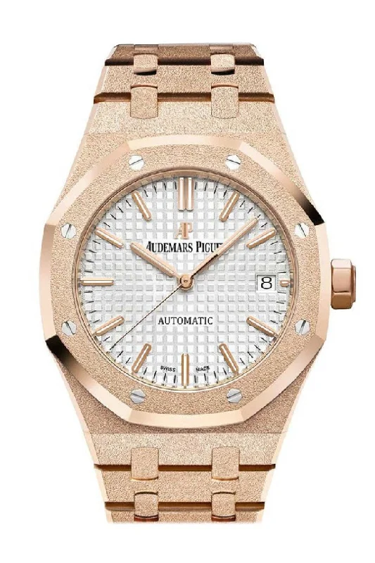 Audemars Piguet Royal Oak 37 Frosted Pink gold-toned Dial Ladies Rose Gold Watch 15454OR.GG.1259OR.03