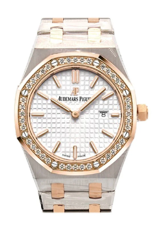 Audemars Piguet Royal Oak 33mm Silver-toned Dial 18K Pink Gold with Stainless Steel  Ladies Watch 67651SR.ZZ.1261SR.01