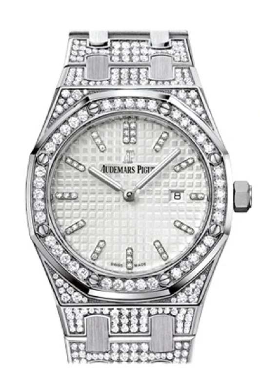 Audemars Piguet Royal Oak 33mm Silver-toned Dial Diamond White Gold Ladies 67652BC.ZZ.1262BC.01