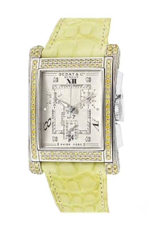 Bedat No. 7 Silver Dial Yellow Diamond Yellow Leather Ladies Watch 778.056.109