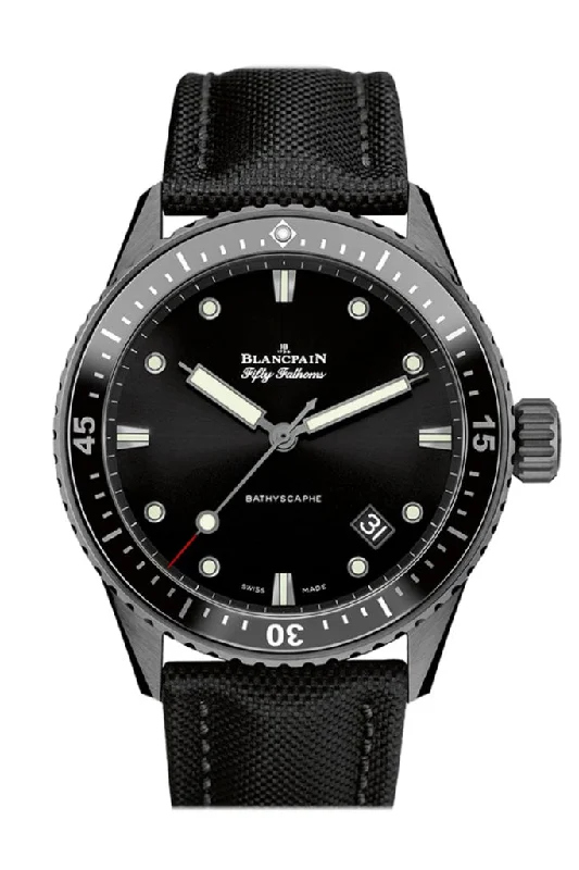 Blancpain Fifty Fathoms Bathyscaphe Automatic Black Dial Black Fabric Men's Watch 5000-0130-B52A