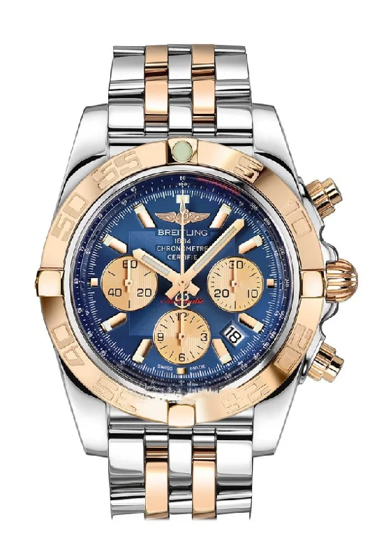 Breitling Chronomat 44 Blue Dial Steel and Rose Gold Automatic Men's Watch CB011012-C790