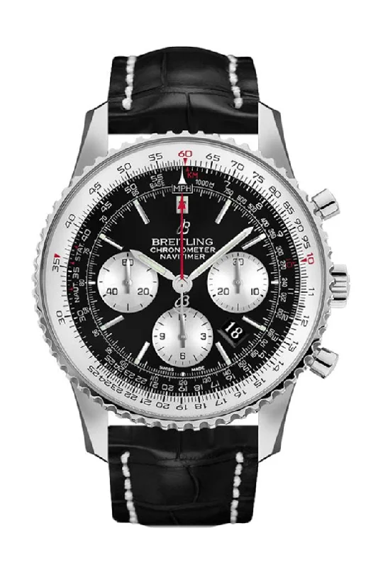 Breitling Navitimer 01 Black Leather Deployment AB0127211 B1P1