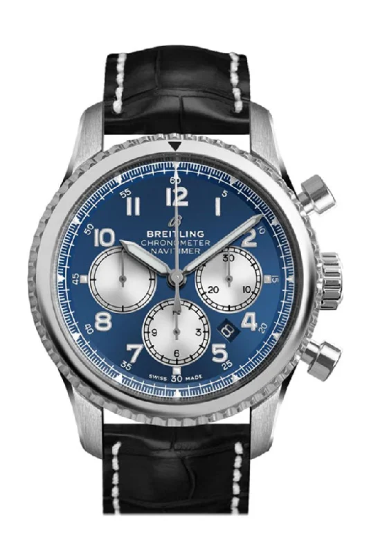 Breitling Navitimer Chrono Blue Dial Black Croc Tang AB0117131 C1P1