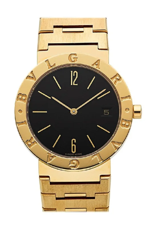 Bulgari BB 33 GG Black Dial 33mm in Yellow Gold Bracelet with White Dial BB33GG