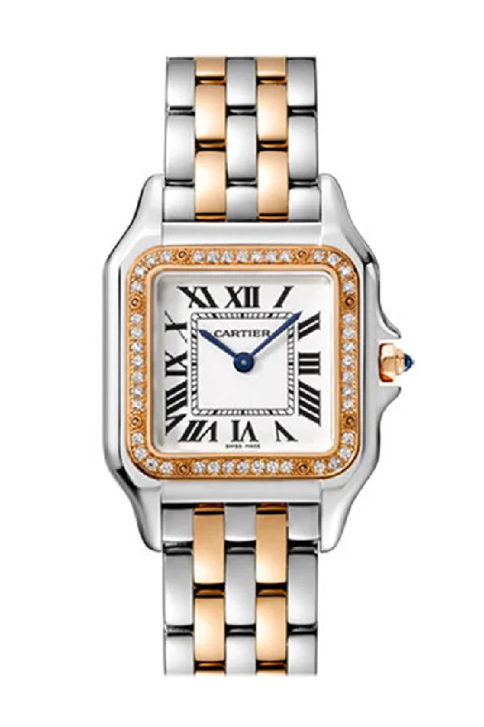 Cartier Panther Diamond Bezel Steel Rose Gold W3PN0007