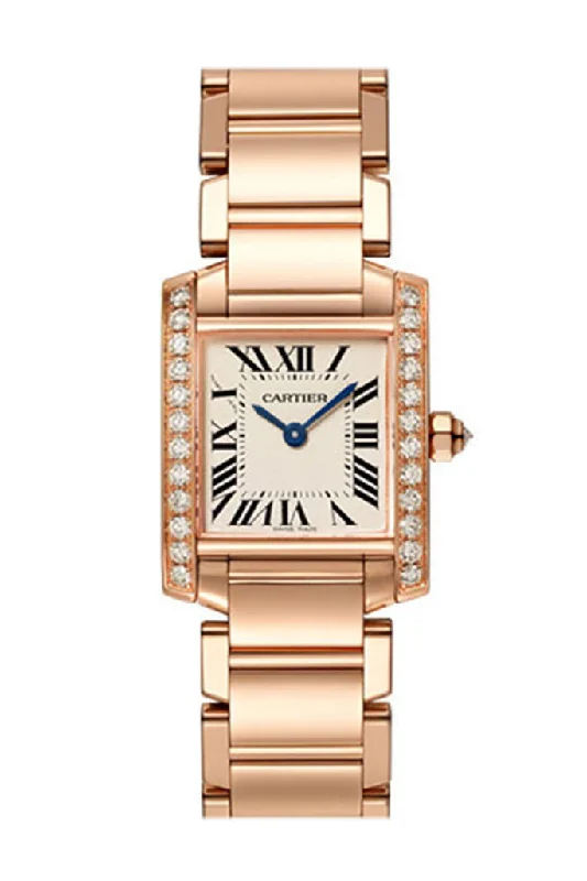 Cartier Tank Francaise Small Diamond Bezel Rose Gold Ladies Watch WJTA0022