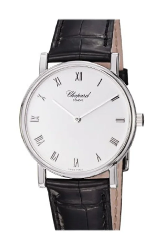 Chopard LUC on strap White Dial Diamond Bezel Black Croc 173154/1001