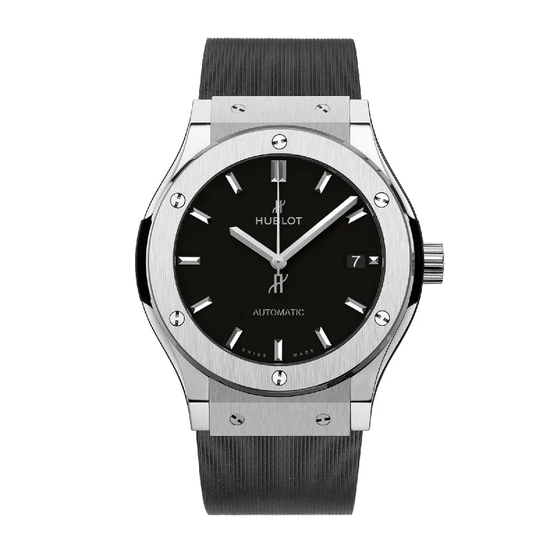 Classic Fusion Black Dial Black Rubber Men's 45mm Watch