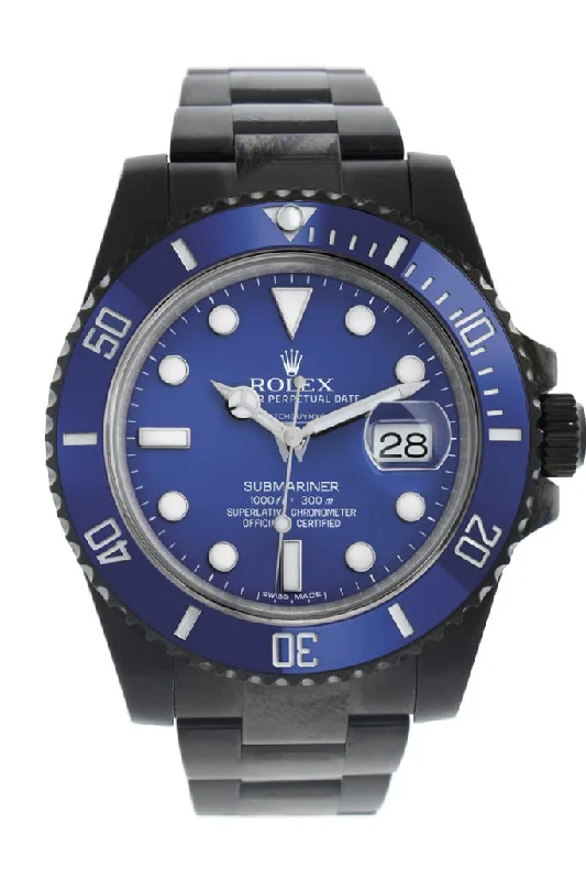 Rolex Black-pvd Submariner Blue Dial Blue Cerachrom Bezel Steel Black Boc Coating Men's Watch