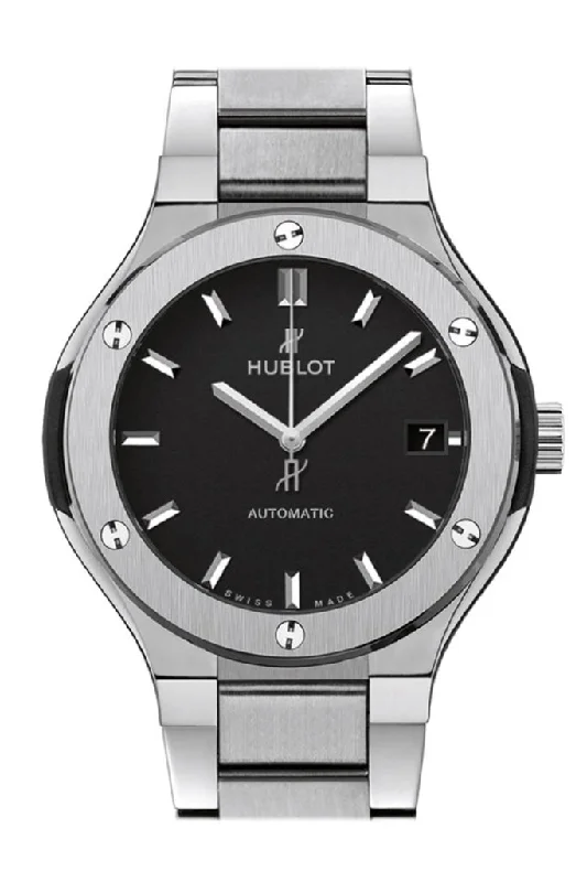 Hublot Classic Fusion Matte Black Dial Automatic Titanium Ladies Watch 585.NX.1170.NX