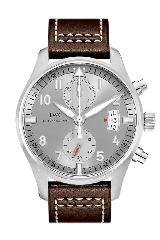 IWC Pilot Spitfire Silver Dial Chronograph 43mm Men's Watch IW387809