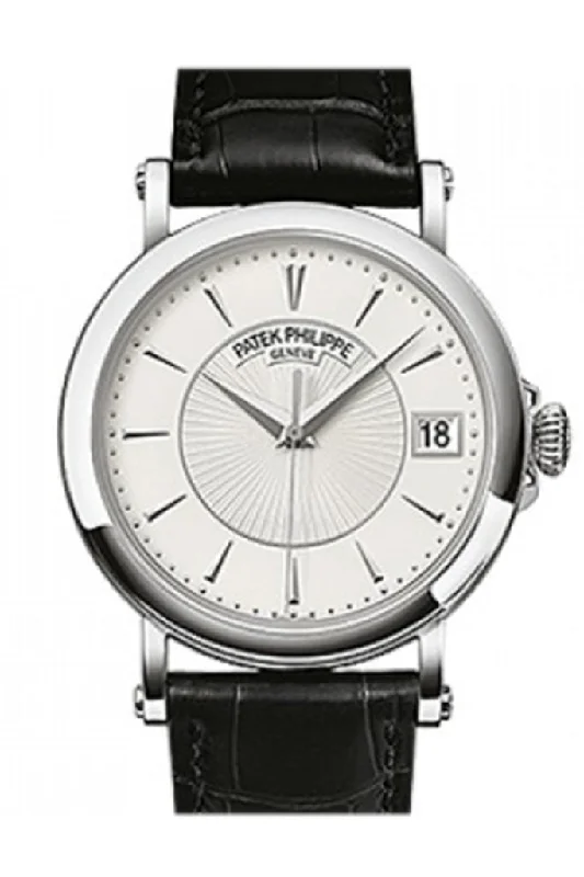 Patek Philippe Calatrava Automatic White Dial Black Leather Men's Watch 5153G-010