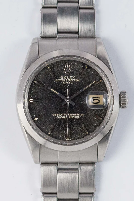 ROLEX OYSTER PERPETUAL DATE Ref.1500 Black Gilt Patina Dial