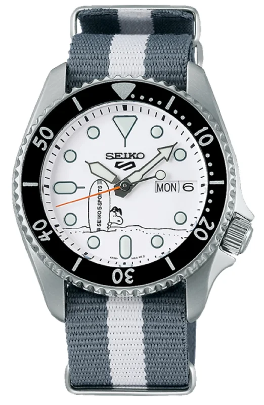 Seiko 5 Sports SRPK25K1 Snoopy Peanut Surfboard 55th Anniversary Limited Ed Automatic Watch for Men