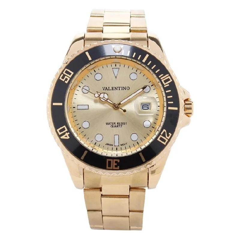 Valentino 20121579-GOLD - GOLD DIAL STAINLESS BAND STRAP Watch for Men