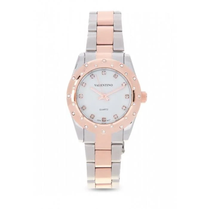 Valentino 20121974-TWO TONE  - White Dial Two Tone Stainless Band Watch For Women