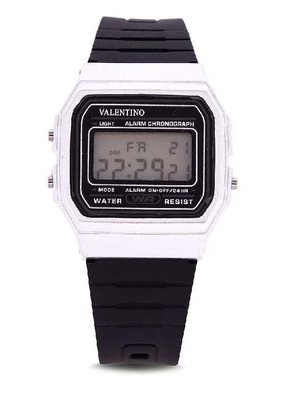 Valentino 20122215-SILVER Rubber Strap Watch for Men and Women