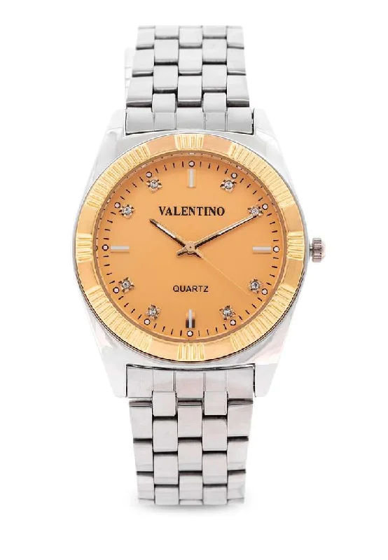 Valentino 20122249-GOLD DIAL Silver Watch for Men