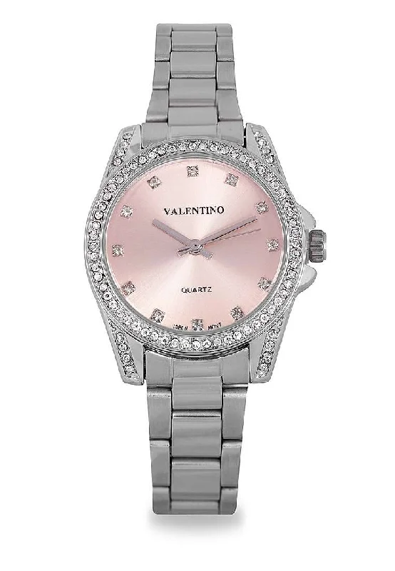 Valentino 20122291-PINK DIAL Silver Stainless Steel Watch for Women