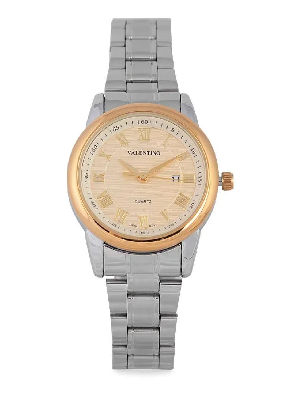 Valentino 20122300-GOLD RING-GOLD DIAL Silver Strap for Women