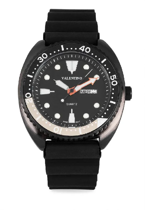 Valentino 20122312-BLK CASE-BLK DL Rubber Strap Watch for Men