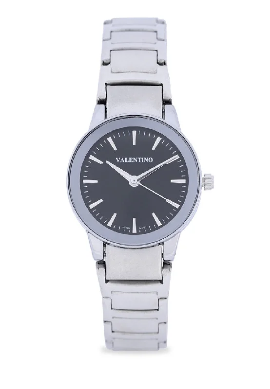 Valentino 20122360-BLACK DIAL Stainless Steel Strap Analog Watch for Women