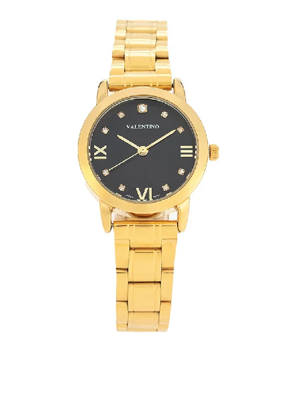 Valentino 20122394-BLACK DIAL Stainless Steel Strap Analog Watch for Women