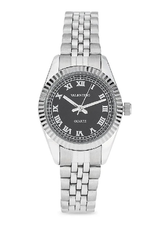 Valentino 20122405-BLACK DIAL Stainless Steel Strap Analog Watch for Women