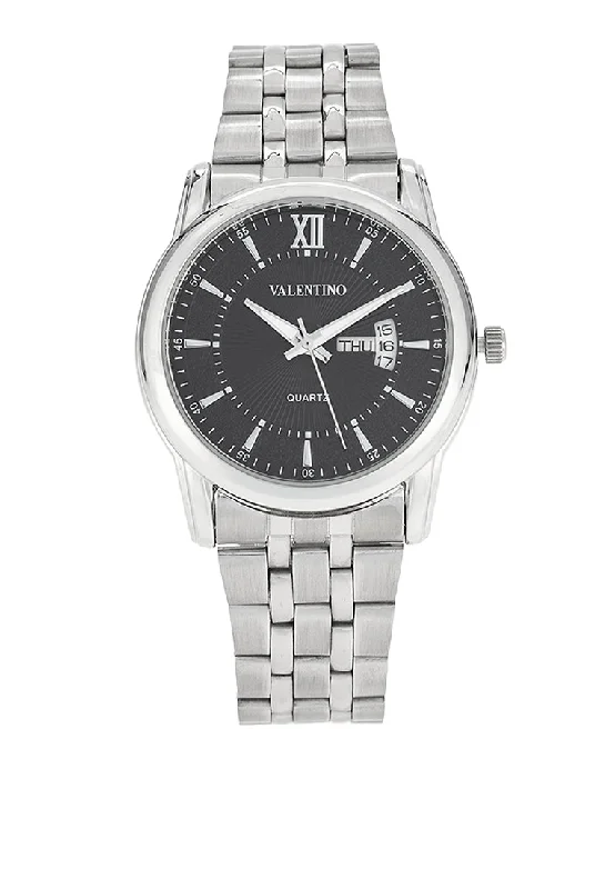 Valentino 20122438-BLACK DIAL Stainless Steel Strap Analog Watch for Men