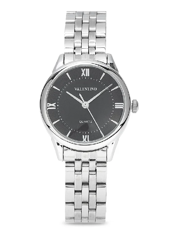 Valentino 20122442-BLACK DIAL Stainless Steel Strap Analog Watch for Women