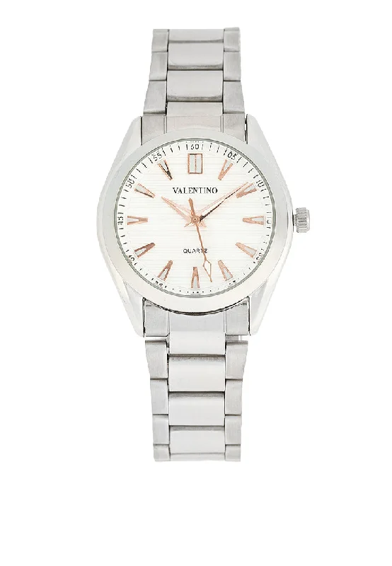 Valentino 20122459-WHITE DIAL - ROSE INDEX Stainless Steel Strap Analog Watch for Women