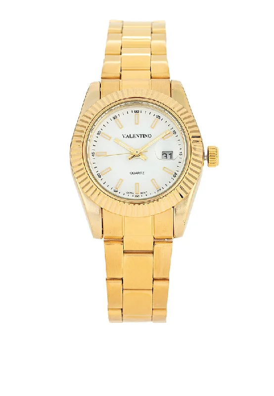 Valentino 20122467-GOLD - WHITE DIAL Stainless Steel Strap Analog Watch for Women